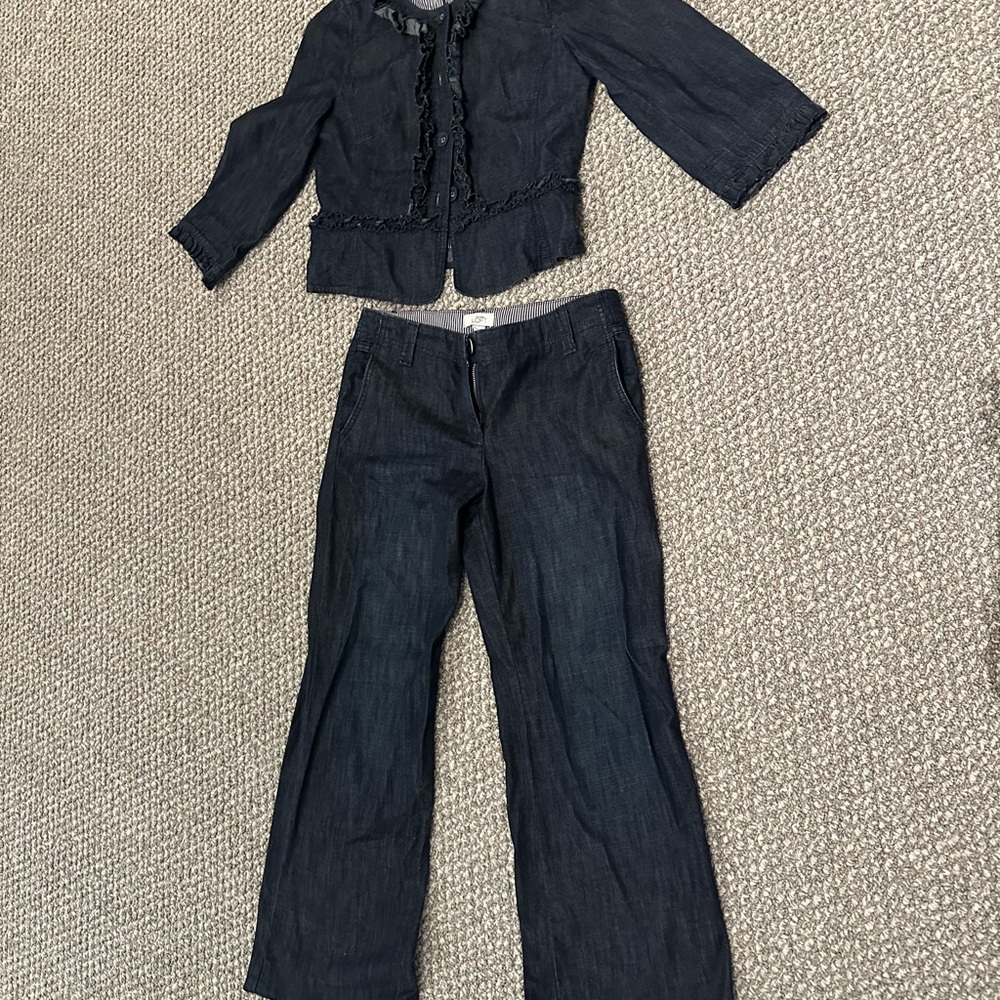 LOFT Striped Denim Jacket and Pants Set